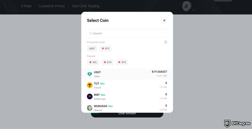 How to Buy ENA: select crypto to convert to ENA on KuCoin.