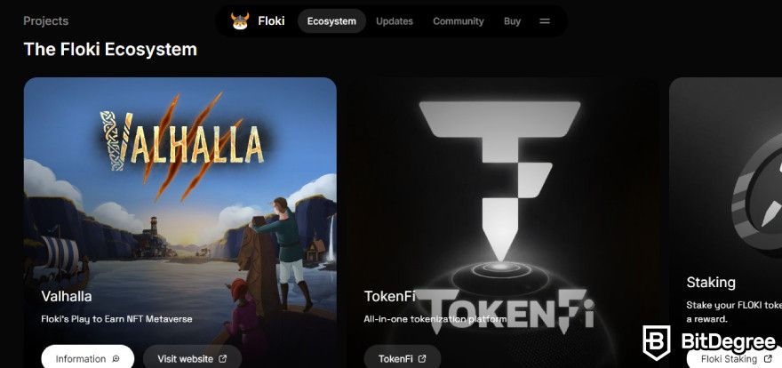 How to Buy Floki: Floki Inu ecosystem on the official website homepage.