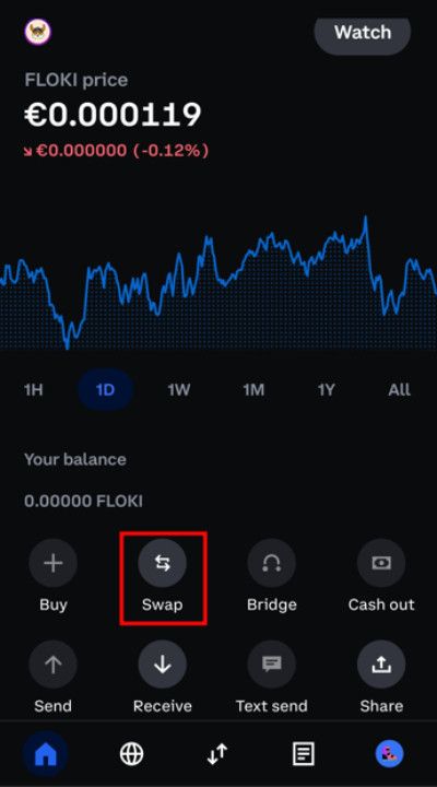 How to Buy Floki: swap button.