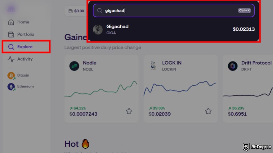 How to buy Gigachad coin: explore the coin.