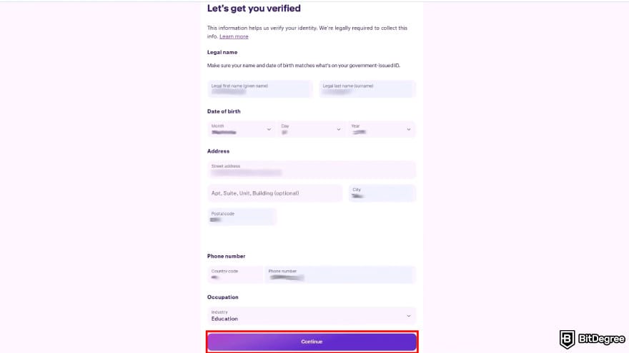 How to buy Gigachad coin: input your personal information.