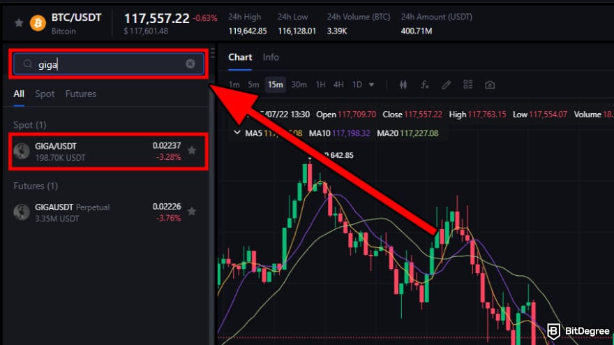 How to buy Gigachad coin: find the Gigachad coin on the spot market.