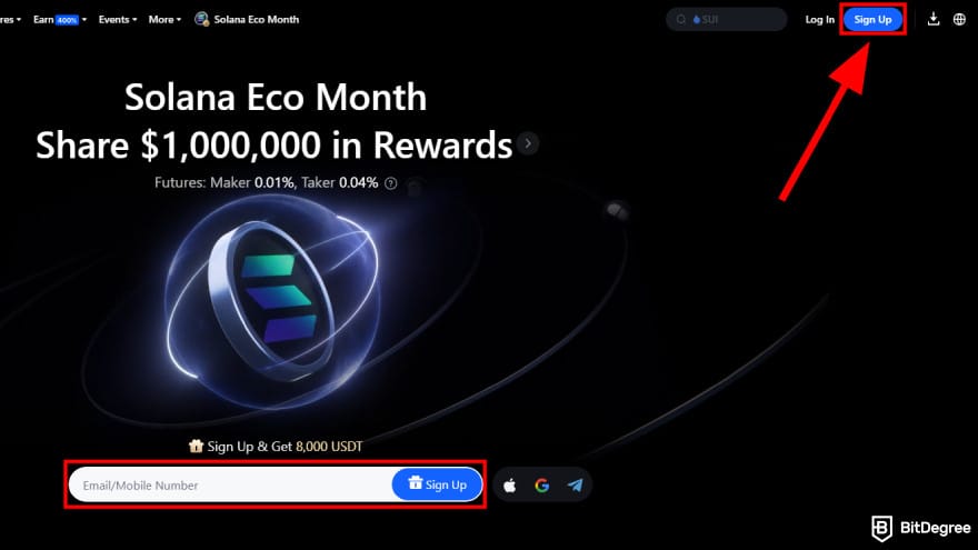 How to buy Gigachad coin: start creating your MEXC account.