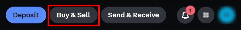 How to buy Hedera: the dashboard menus on Coinbase with the Buy & Sell button highlighted.