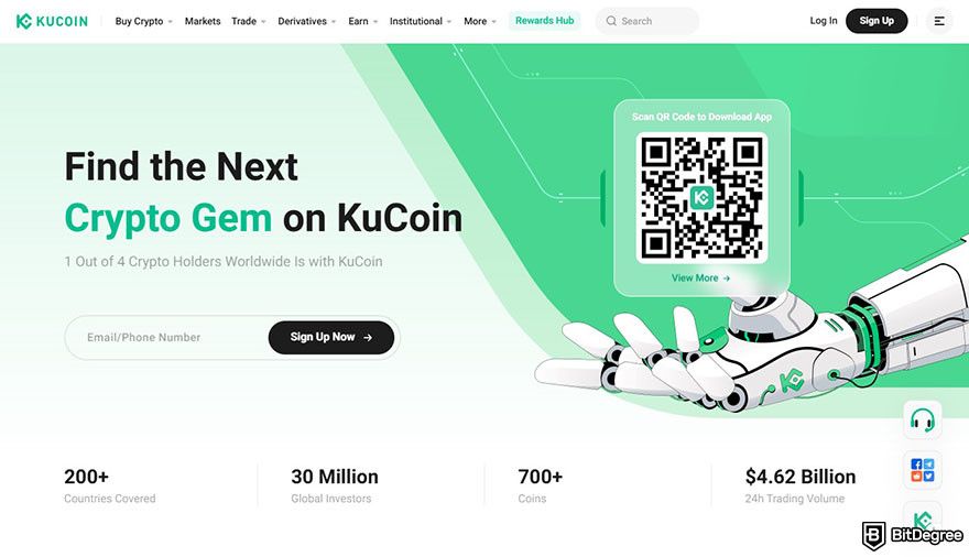 How to buy Hedera: KuCoin homepage.