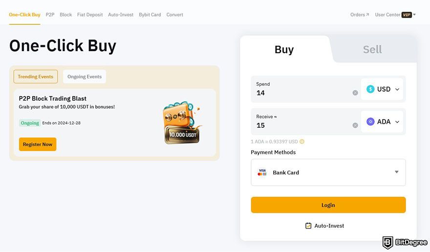 How to buy Hosky: the One-Click Buy interface on Bybit.