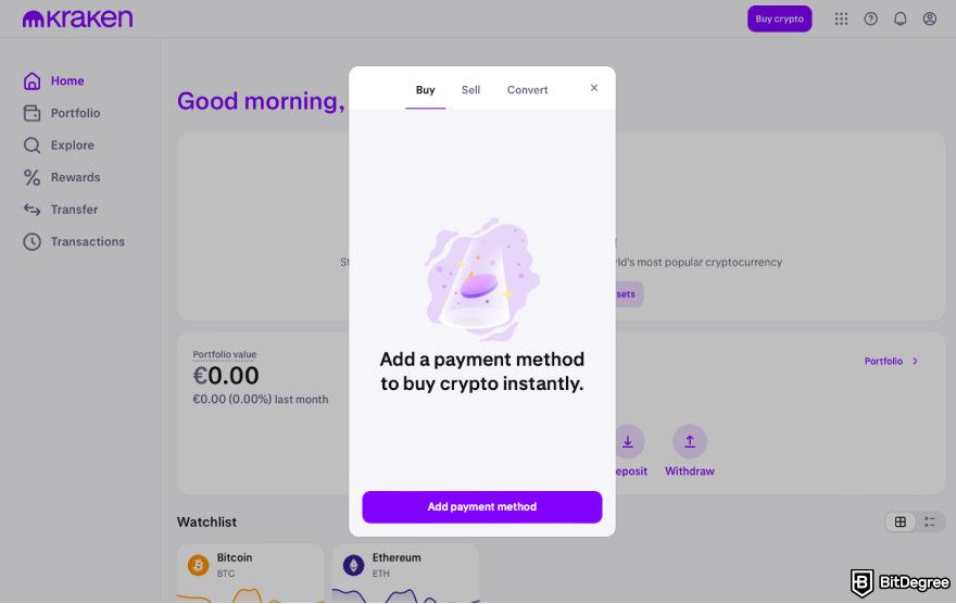 How to buy JasmyCoin: add payment option on Kraken.