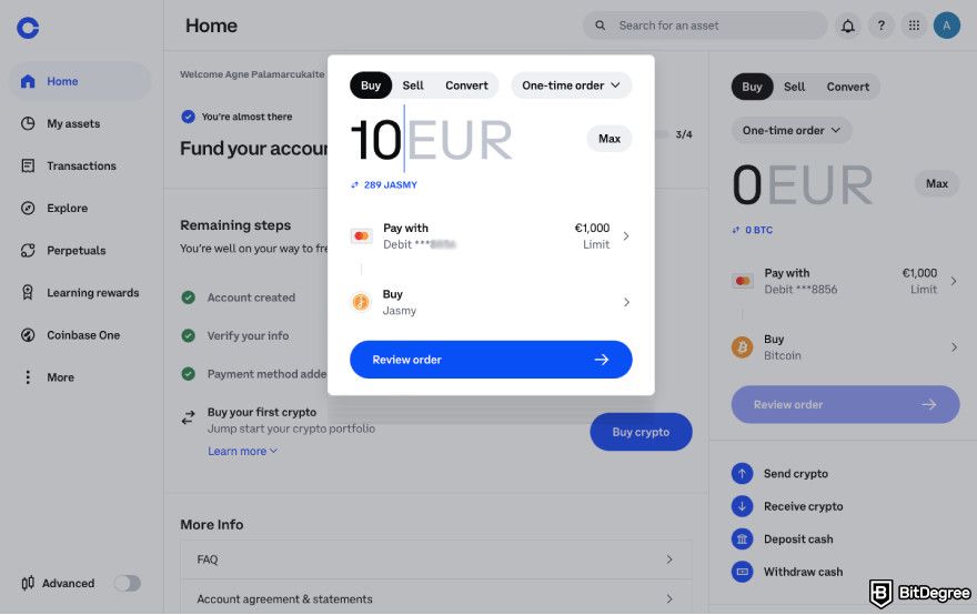 How to buy JasmyCoin: type in amount.