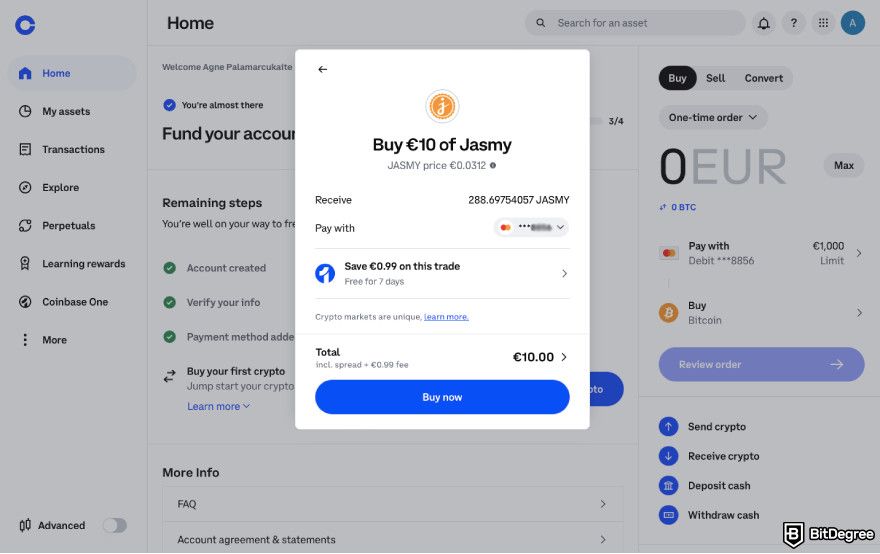 How to buy JasmyCoin: confirm order.