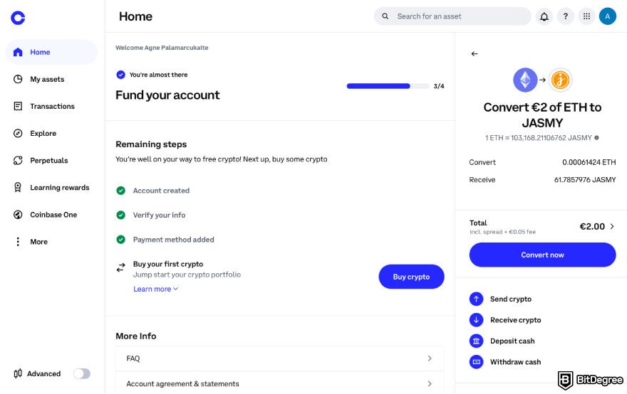 How to buy JasmyCoin: click Convert now.