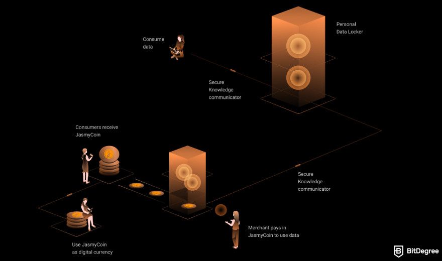How to buy JasmyCoin: a screenshot of the Jasmy platform structure.