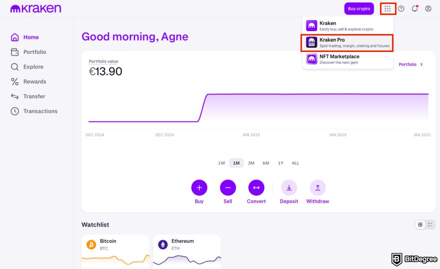 How to buy JasmyCoin: navigate to Kraken Pro.