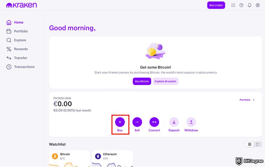 How to buy JasmyCoin: navigate to Buy on Kraken.