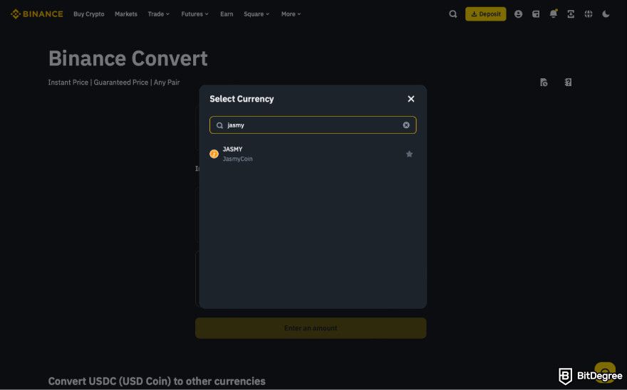 How to buy JasmyCoin: select JASMY.
