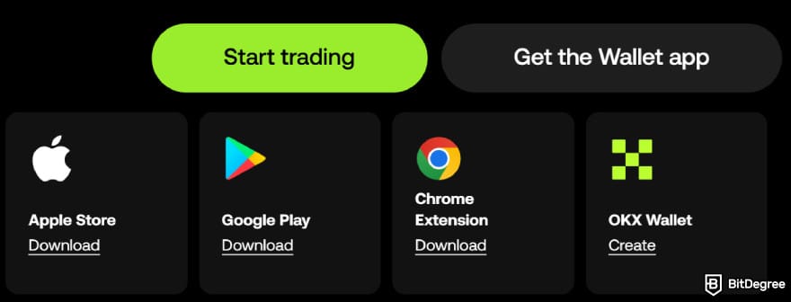 How to buy Kaspa coin: OKX Web3 Wallet's download options.