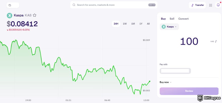 How to buy Kaspa coin: Kraken's Kaspa page.