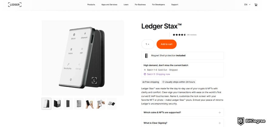 How to buy Kaspa coin: Ledger Stax's product page.