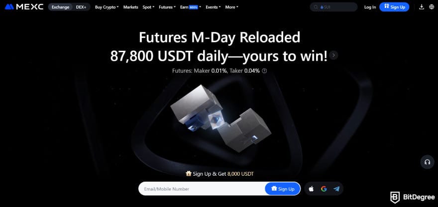 How to buy Kaspa coin: MEXC's homepage.