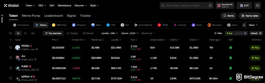 How to buy Kaspa coin: OKX Web3 Wallet's Web3 page.