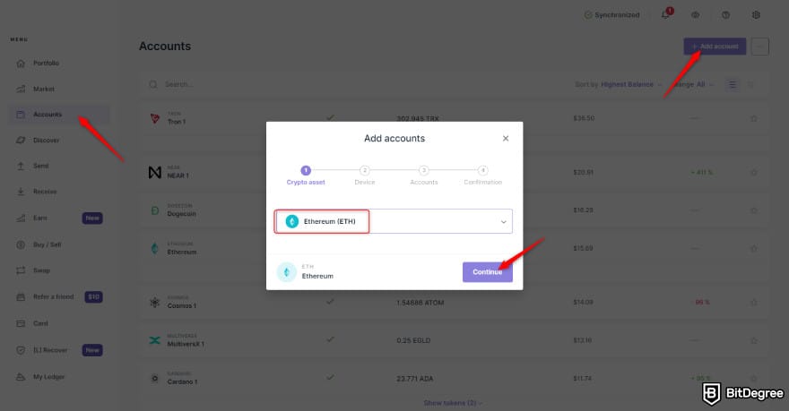How to buy Lightchain AI: add ETH to Ledger Live.
