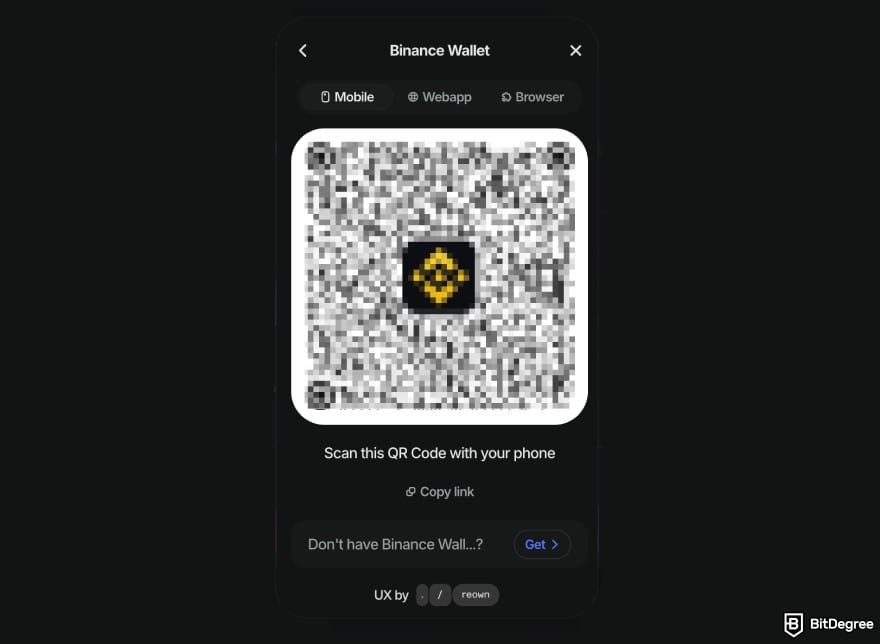 How to buy Lightchain AI: QR code to connect Binance Wallet and buy Lightchain AI.