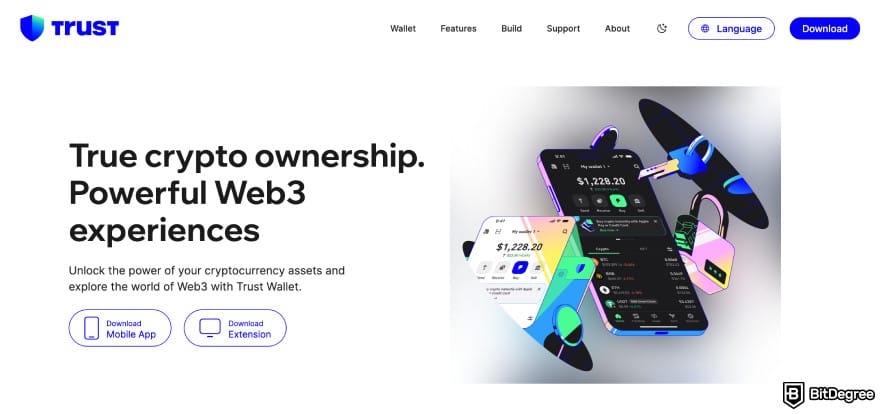 How to buy Lightchain AI: Trust Wallet homepage.