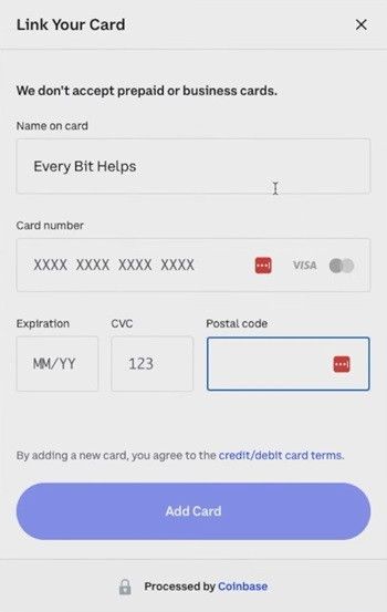 How to buy Melania Trump crypto coin: adding card details.