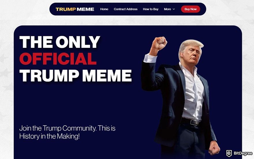 How to buy Melania Trump crypto coin: the homepage of the official Donald Trump meme coin.