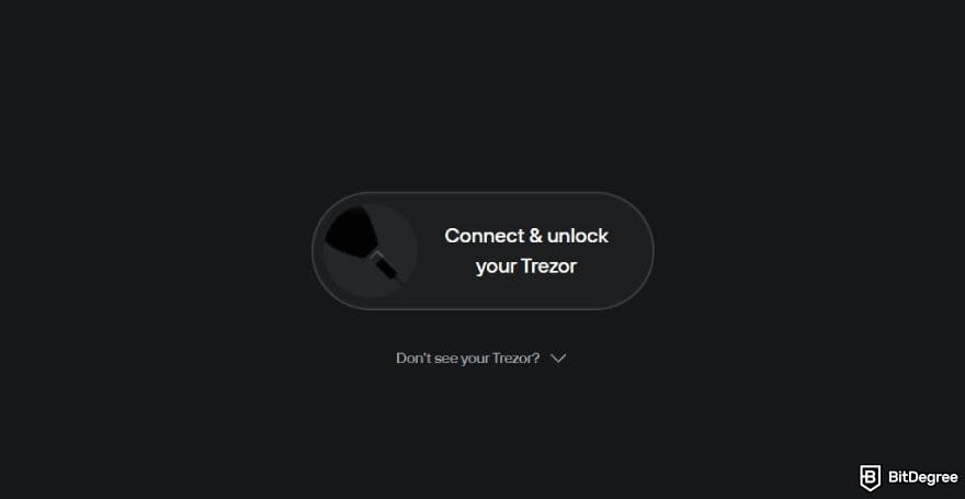 How to buy meme coins: the prompt to connect your Trezor device on Trezor Suite.