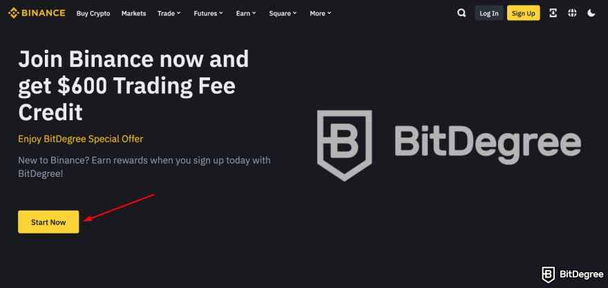 How to buy MIND of Pepe: Binance start now page.