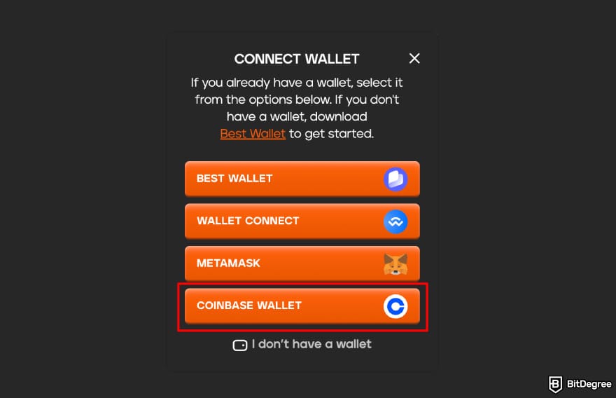 How to buy MIND of Pepe: connect wallet Coinbase wallet.