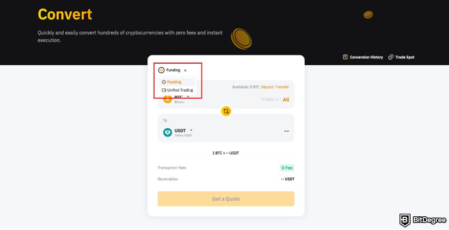How to buy MORPHO: select the account you want to use on Bybit.