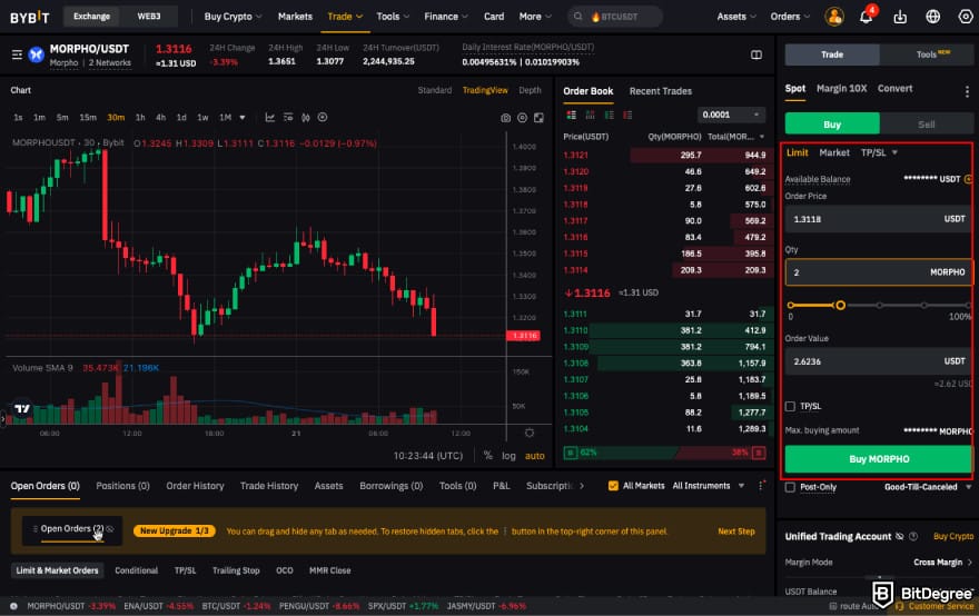 How to buy MORPHO: buy MORPHO on Bybit's spot trading platform.