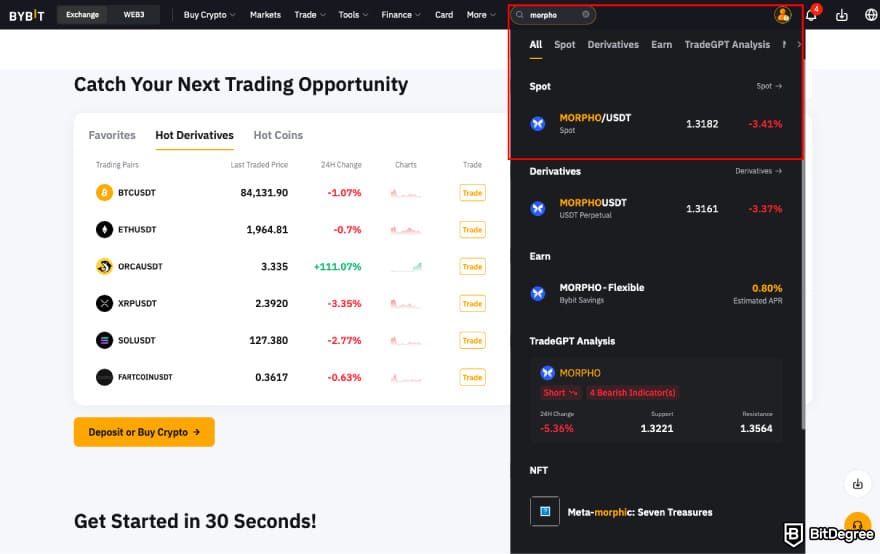 How to buy MORPHO: find MORPHO trading pairs on Bybit.