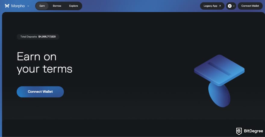 How to buy MORPHO: a screenshot of Morpho's earning description.