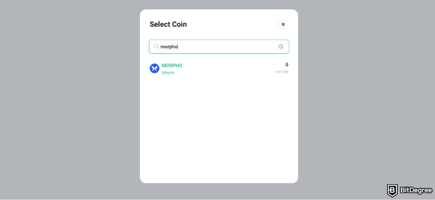 How to buy MORPHO: find MORPHO on KuCoin's conversion window.