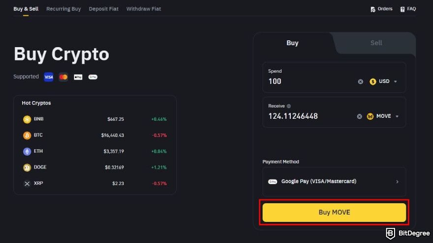 How to buy Movement coin: click on "Buy Move".