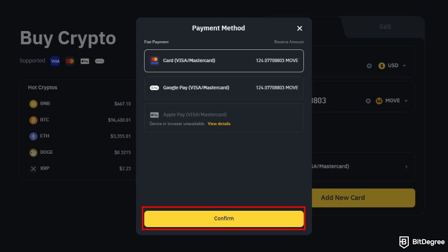 How to buy Movement coin: pick your payment method.