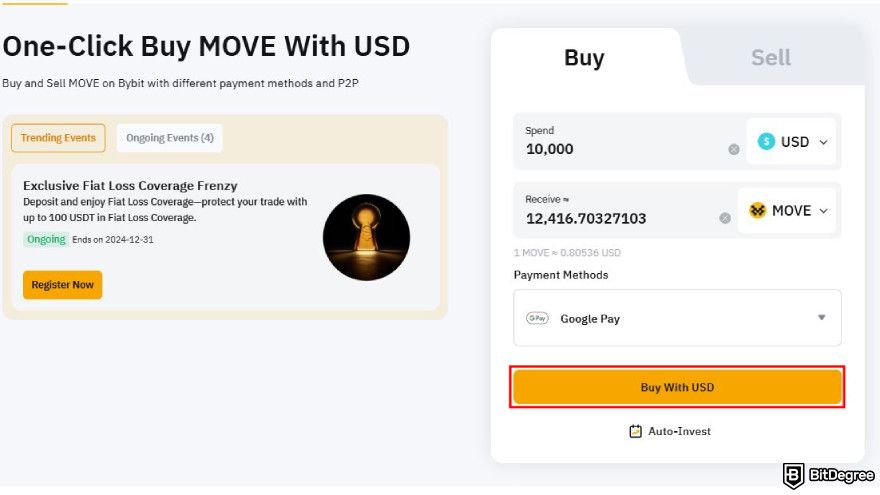 How to buy Movement coin: click on "Buy".