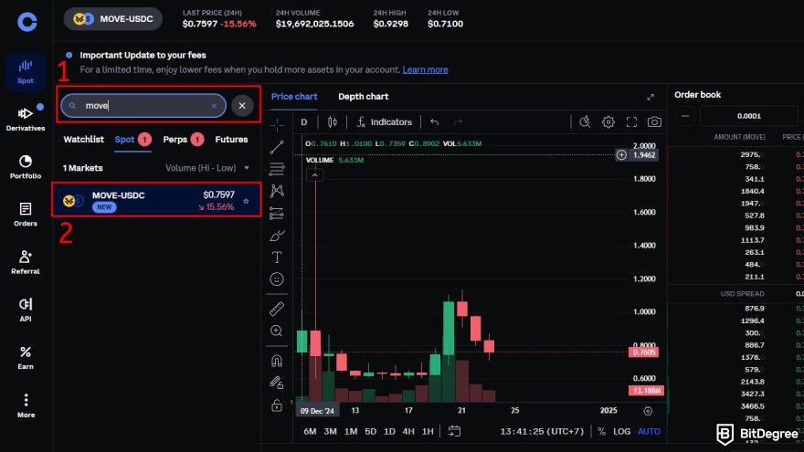 How to buy Movement coin: find the MOVE/USDC pair.