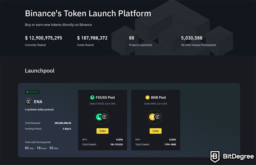 How to buy new crypto before listing: Binance Launchpool.