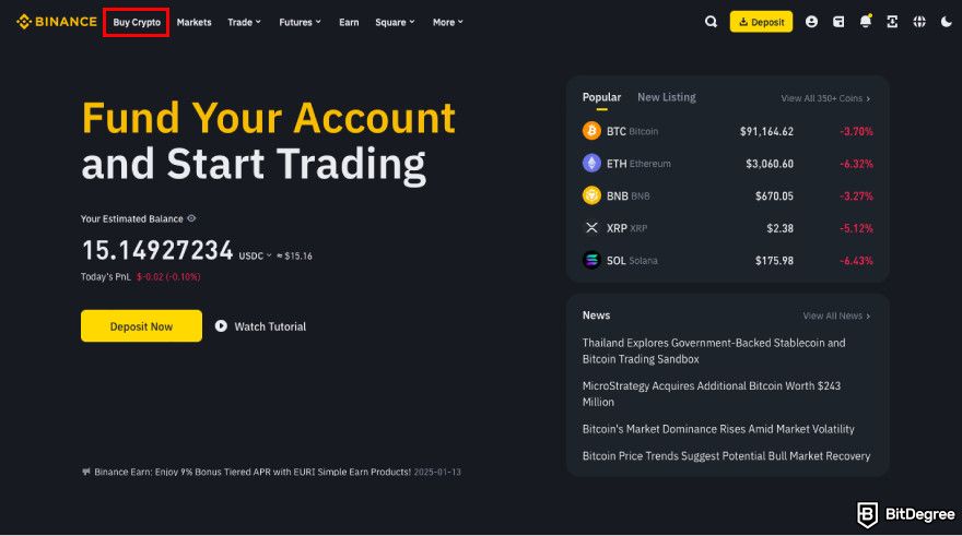 How to buy PENGU: navigate to Buy Crypto.