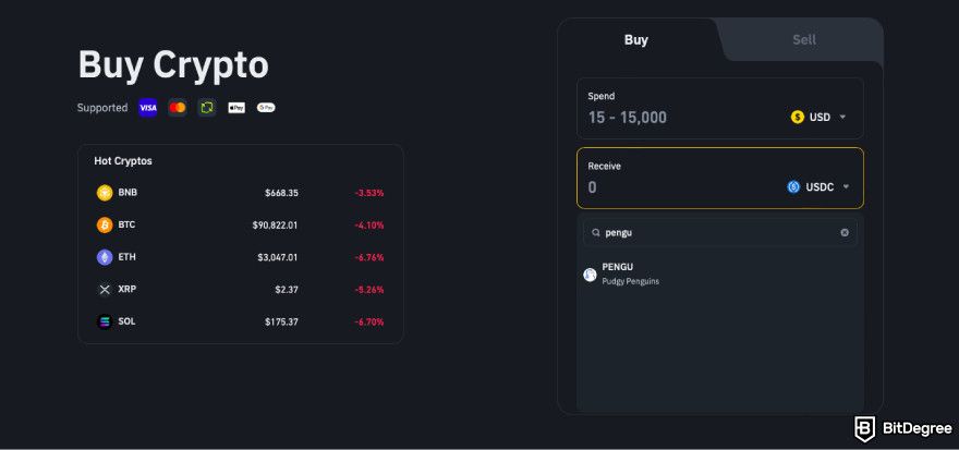 How to buy PENGU: find PENGU on the list.