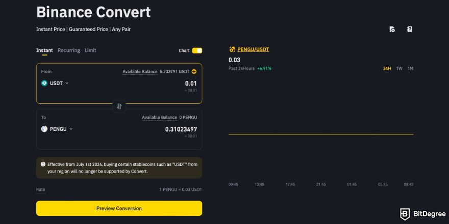 How to buy PENGU: enter the amount.