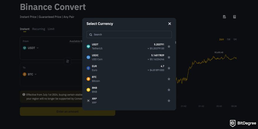 How to buy PENGU: select the currency you're converting from.