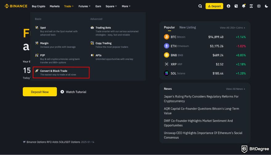 How to buy PENGU: navigate to Convert.