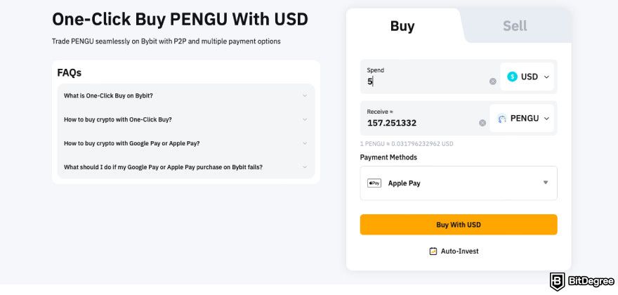 How to buy PENGU: enter the amount.