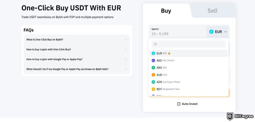 How to buy PENGU: select the fiat currency.