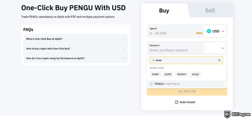 How to buy PENGU: find PENGU on the list.