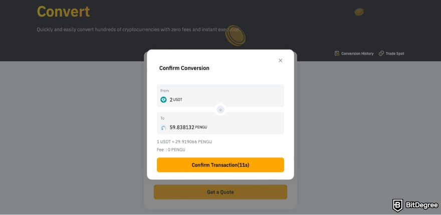 How to buy PENGU: confirm the transaction.